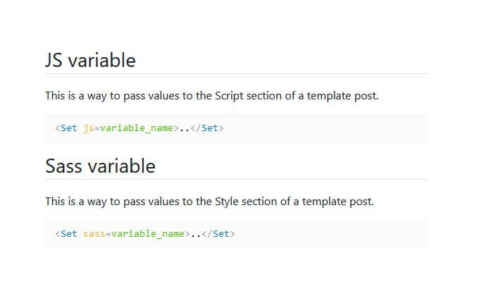 feature sass js variables