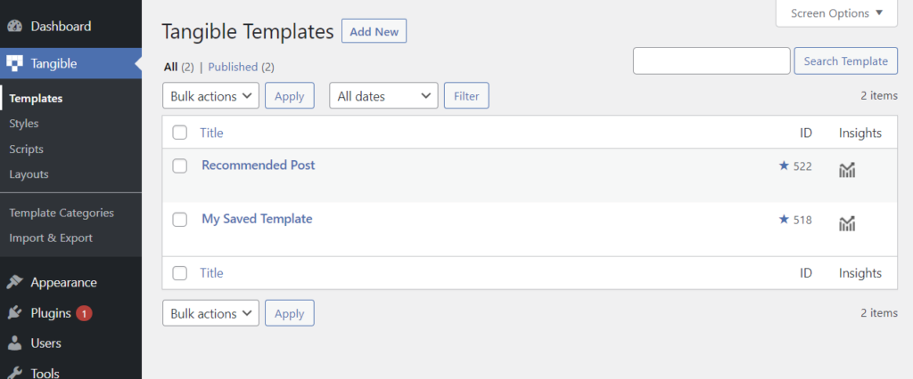 Template view